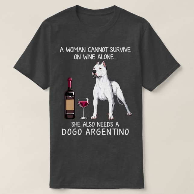 Camiseta Dogo Argentino and wine Funny dog  (Diseño del anverso)