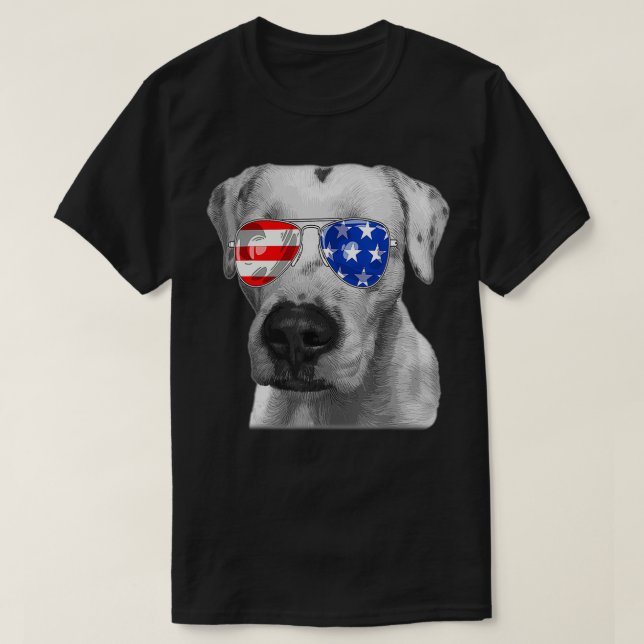 Camiseta Dogo argentino Dog Sunglasses Flag American 4th of (Diseño del anverso)