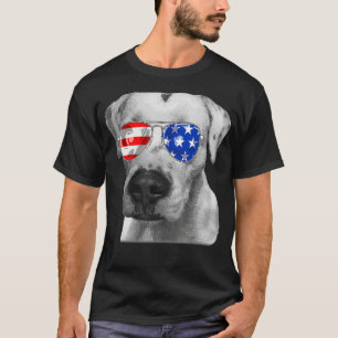 Camiseta Dogo argentino Dog Sunglasses Flag American 4th of