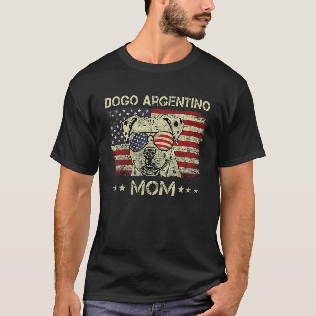 Camiseta Dogo Argentino Mom Dog  American Flag 4th Of July (Anverso)