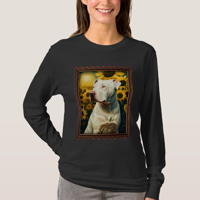 Camiseta Dogo Argentino Painting Sunflower Flower Mom Women (Anverso)