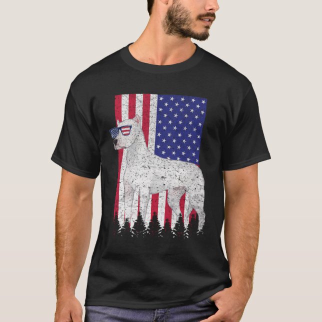 Camiseta Dogo Argentino Patriótico Dog Usa Orgullo Estadoun (Anverso)