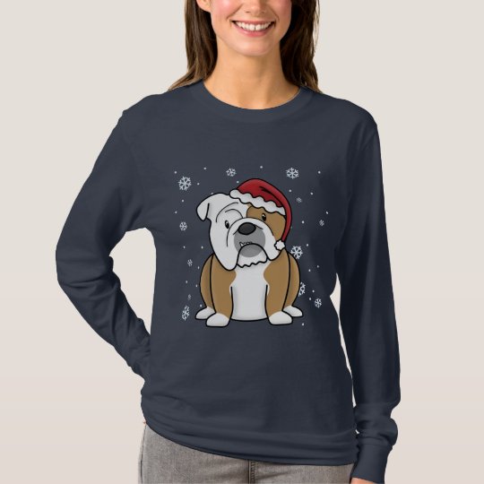 Camiseta Dogo del inglés de Kawaii del navidad