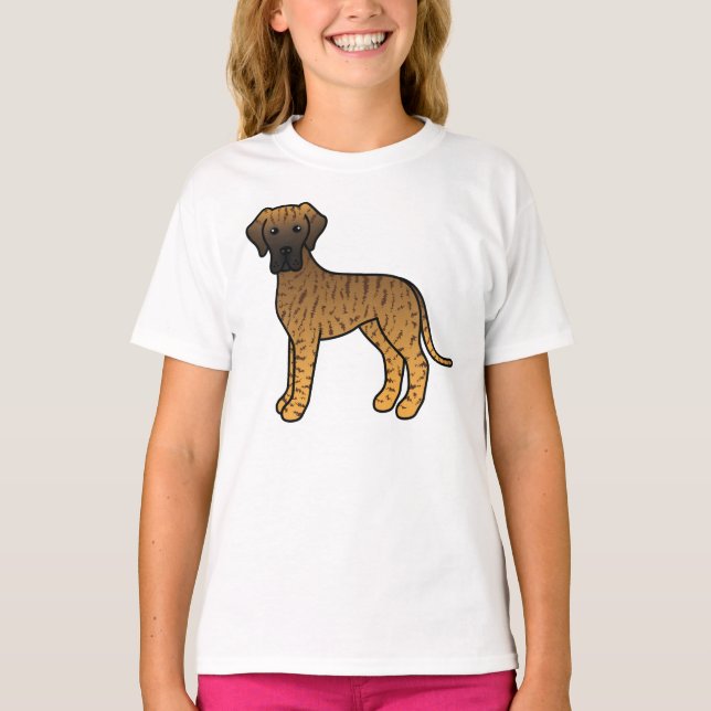 Camiseta Dogo Gran Danés atigrado de dibujos animados lindo (Anverso)