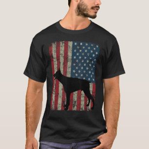 Camiseta Dogo Pinscher Doberman Bandera Americana Vintage 4
