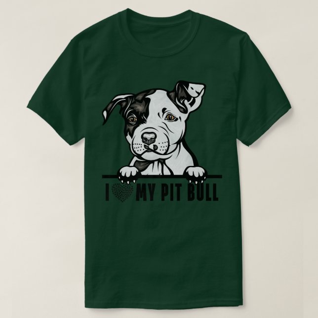 Camiseta Dogs 365 Pit Bull Dog  I Love My Pet Cute PitBull  (Diseño del anverso)