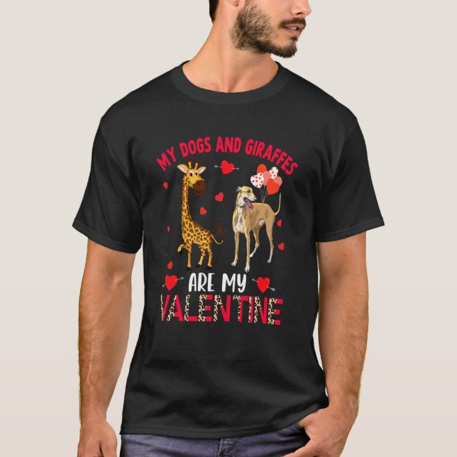 Camiseta Dogs And Giraffes Are My Valentine Whippet With Gi (Anverso)