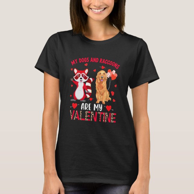 Camiseta Dogs And Raccoons Are My Valentine Golden Retrieve (Anverso)