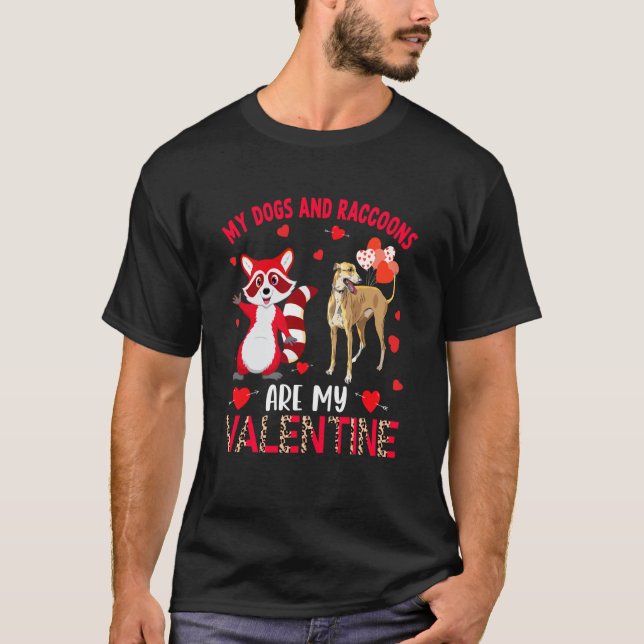 Camiseta Dogs And Raccoons Are My Valentine Whippet With Ra (Anverso)