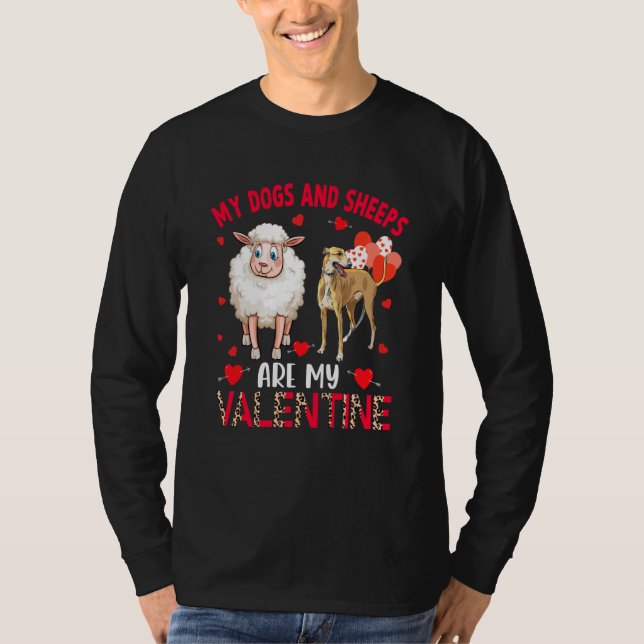 Camiseta Dogs And Sheeps Are My Valentine Whippet With Shee (Anverso)