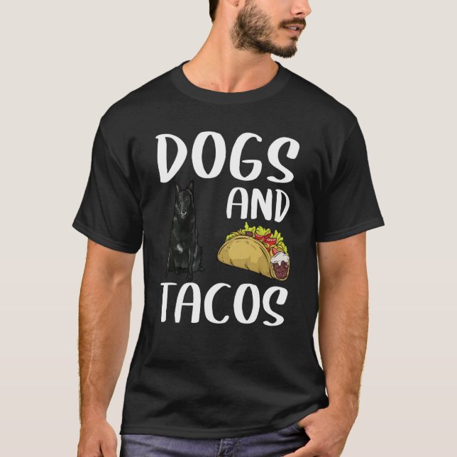 Camiseta Dogs And Tacos Belgian Sheepdog Mexican Food (Anverso)