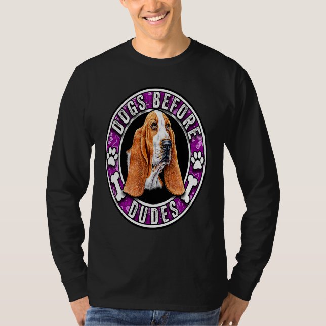 Camiseta Dogs Before Dudes Cute Basset hound Lover (Anverso)