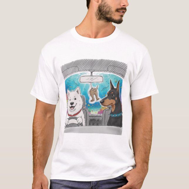 Camiseta Dogs Driving Underwater - Whimsical Surreal Art (Anverso)