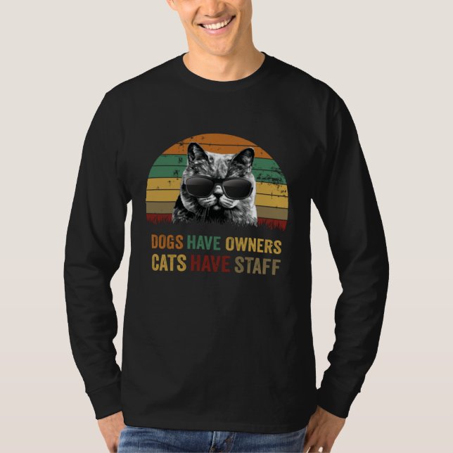 Camiseta Dogs have owners cats have staff Kitten in sunglas (Anverso)