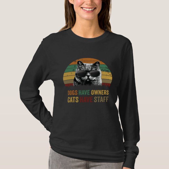 Camiseta Dogs have owners cats have staff Kitten in sunglas (Anverso)