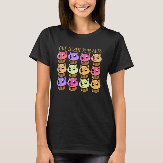 CAMISETA DOGS IN CUPCAKE ONE DOZEN PUP CAKES PUPPY CAKES (Anverso)