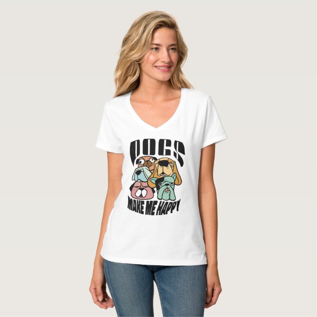 Camiseta Dogs Make Me Happy (Anverso completo)