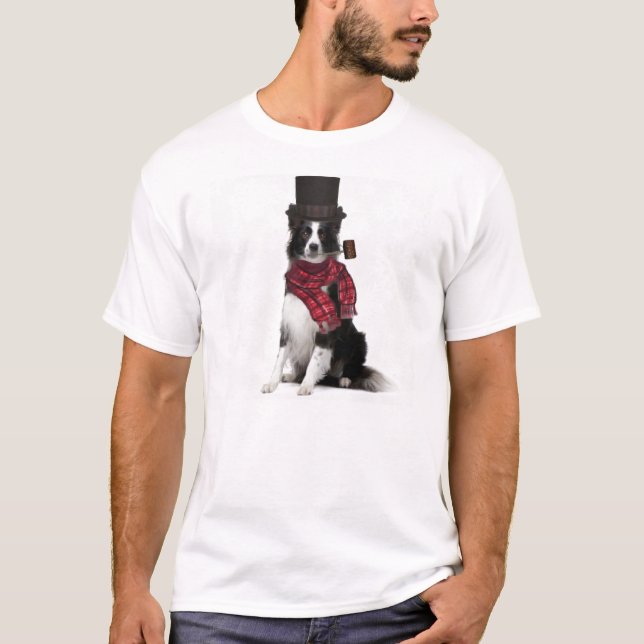 Camiseta Dogs~Original Ditzy Tee~Border Collie~Winter (Anverso)