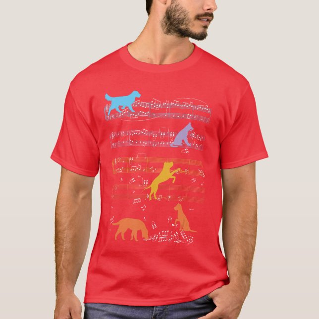 Camiseta Dogs Playing With Sheet Music Notes Musiceacher vi (Anverso)