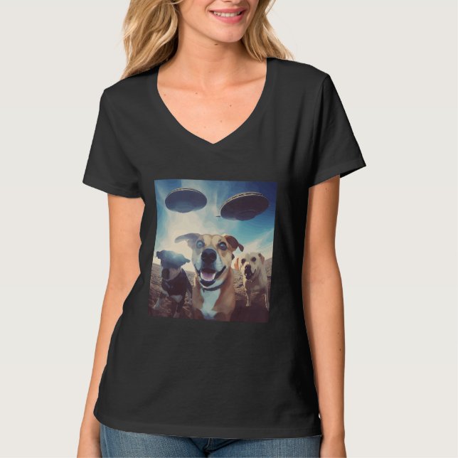 Camiseta Dogs Selfie with UFOs for Dog  and UFO (Anverso)