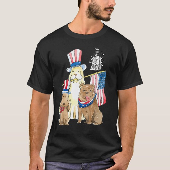 Camiseta dogs Statue Of Liberty 4th Of July Shirt Boys Amer (Anverso)