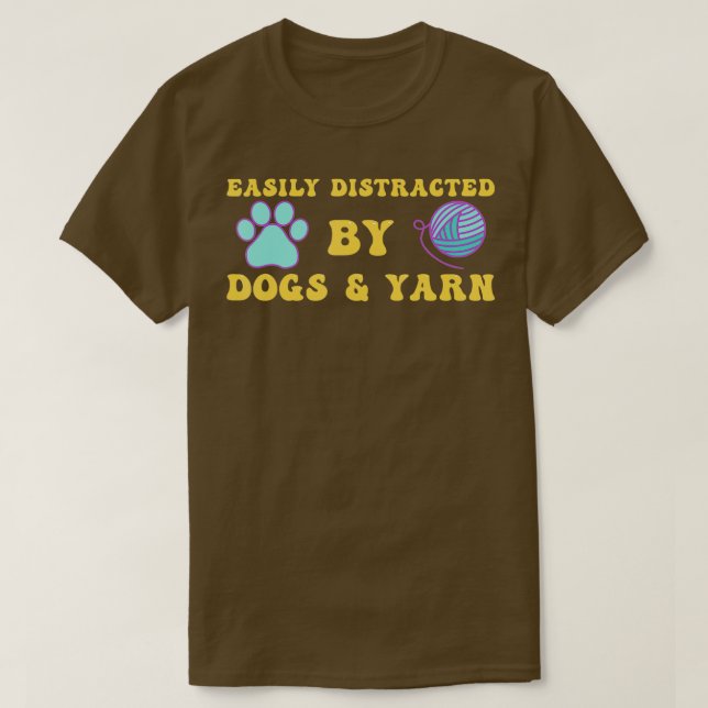 Camiseta Dogs & Yarn Funny Knitting  (Diseño del anverso)