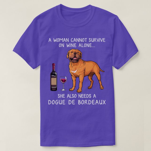 Camiseta Dogue Bordeaux y vino Perro gracioso  (Diseño del anverso)
