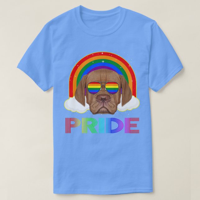 Camiseta Dogue de Bordeau Perro LGBT Lesbiana del arcoiris  (Diseño del anverso)