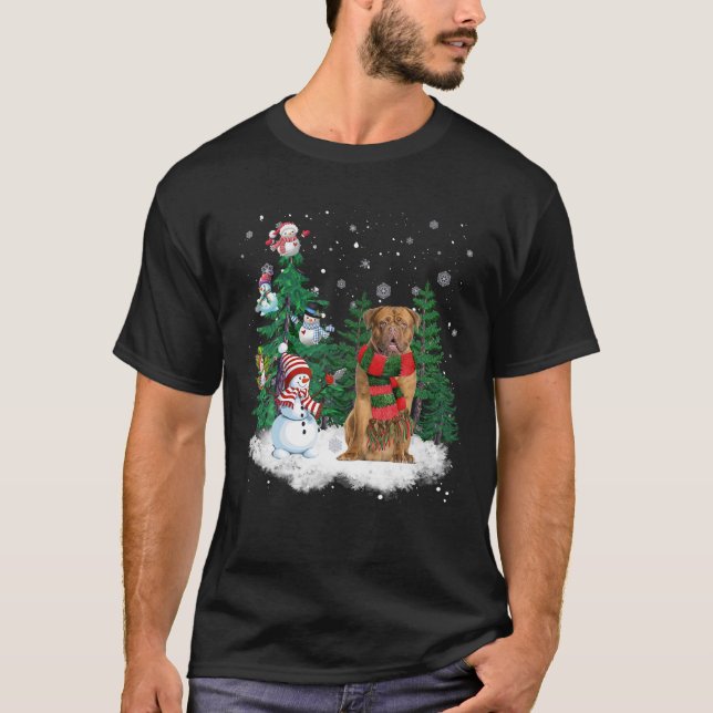 Camiseta Dogue De Bordeaux Perro Navidades Snowman Xmas Árb (Anverso)