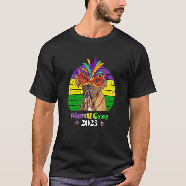 Camiseta Dogues de Bordeaux Party Dog Mardi Gras 2023 (Anverso)