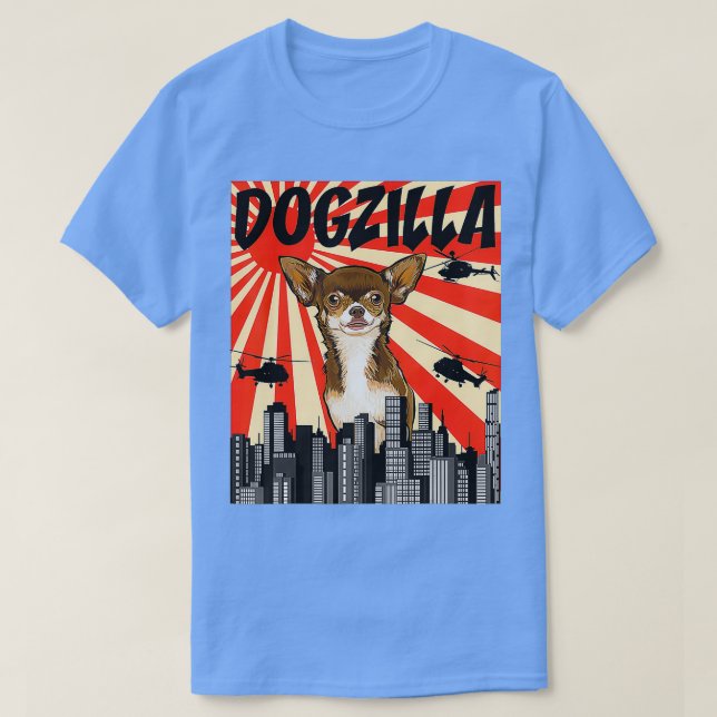 Camiseta Dogzilla Brown Chihuahua, un divertido retro japon (Diseño del anverso)