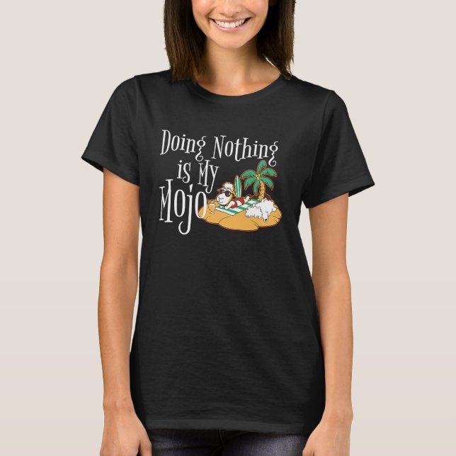 Camiseta Doing Nothing Is My Mojo Sheep On Beach Drinking M (Anverso)