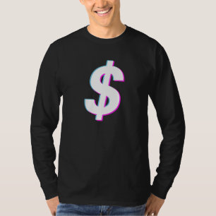 Camiseta Dólar Rótulo Vaporwave Estético Glitch