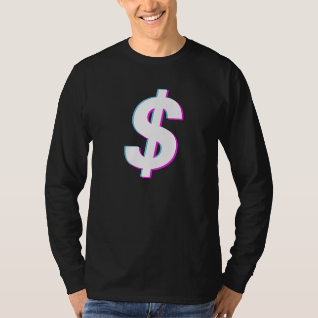Camiseta Dólar Rótulo Vaporwave Estético Glitch (Anverso)