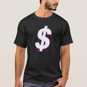 Camiseta Dólar Rótulo Vaporwave Estético Glitch