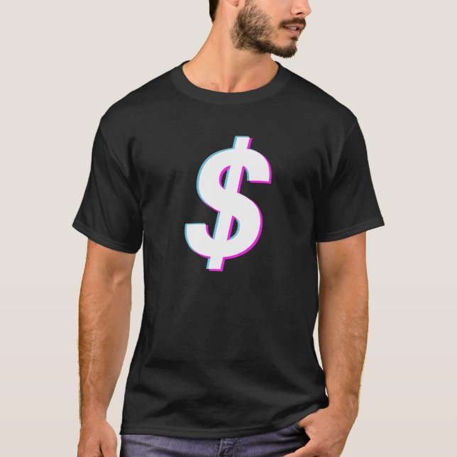 Camiseta Dólar Rótulo Vaporwave Estético Glitch (Anverso)