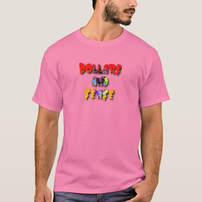 Camiseta Dólar $ Y $en$e Hombres Rosa   (Anverso)