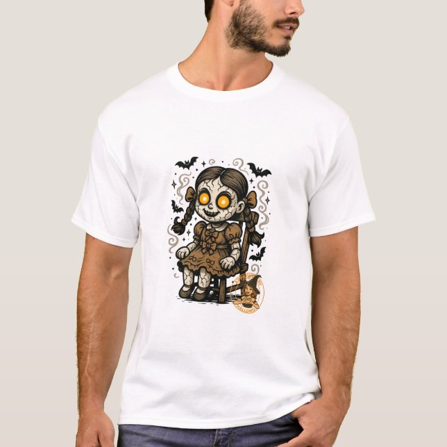 Camiseta Doll atormentado - Personalizado de Halloween (Anverso)