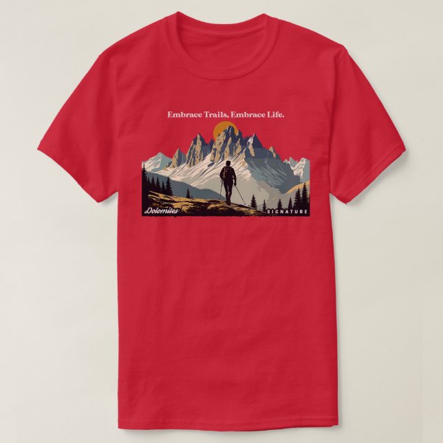 Camiseta Dolomitas Senderismo en los senderos de abrazar la (Diseño del anverso)