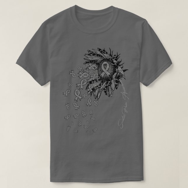 Camiseta Dolor ciático Conciencia Flores de cinta de giraso (Diseño del anverso)