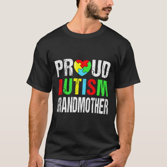 Camiseta Dolorosa Orgullosa Autismo Abuela Familia Corazón  (Anverso)