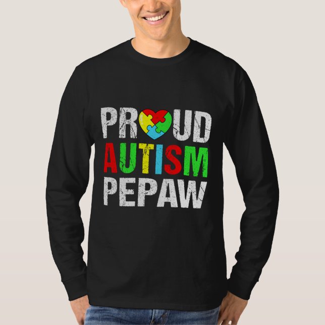 Camiseta Doloroso autismo Orgulloso Pepaw Heart Matchin (Anverso)