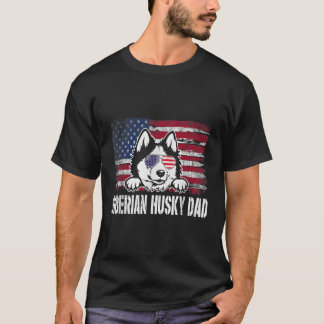 Camiseta Doloroso Husky Siberiano Papá Usa Flag Fathers Day