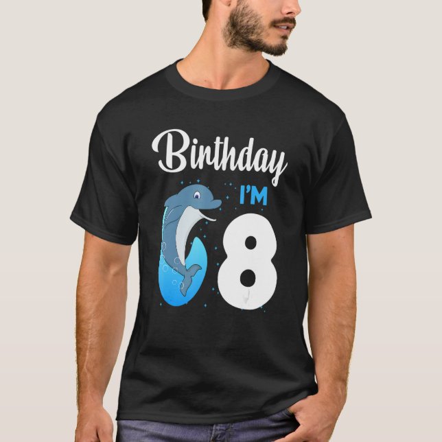 Camiseta Dolphin Birthday 8 años Niños Chicas Dolphi (Anverso)
