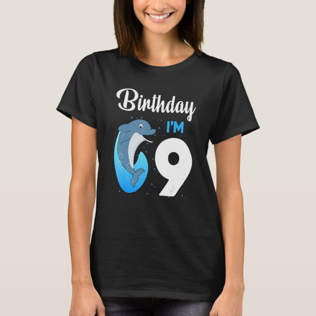 Camiseta Dolphin Birthday 9 años Niños Chicas Dolphi (Anverso)
