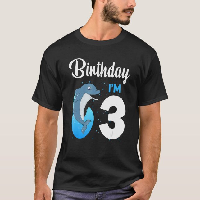 Camiseta Dolphin Cumpleaños Niños de 3 años Chicas Dolphi (Anverso)