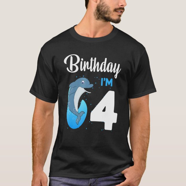Camiseta Dolphin Cumpleaños Niños de 4 Años Chicas Dolphi (Anverso)