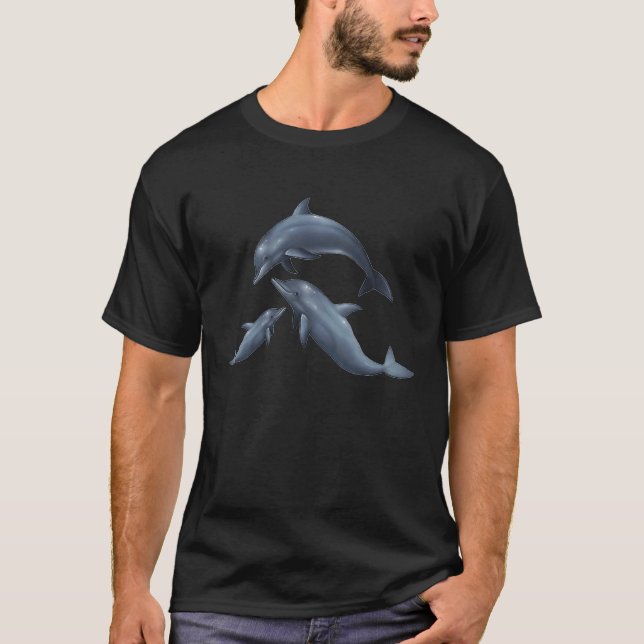 Camiseta Dolphin family mom dad and baby dolphins blue ocea (Anverso)