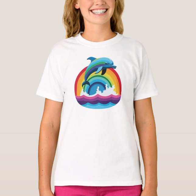 Camiseta Dolphin Flippin sobre el arco iris (Anverso)