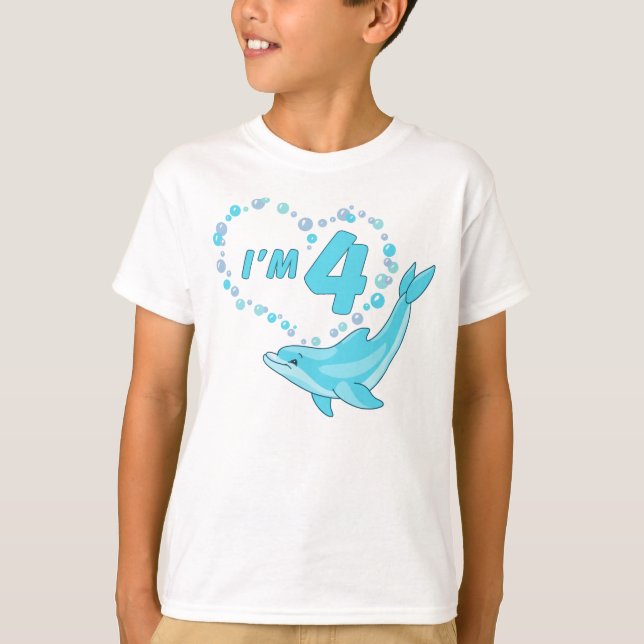 Camiseta Dolphin Heart 4º cumpleaños (Anverso)